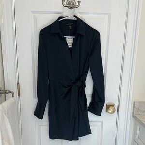 House of Harlow 1960 Black Wrap Tie Front Dress